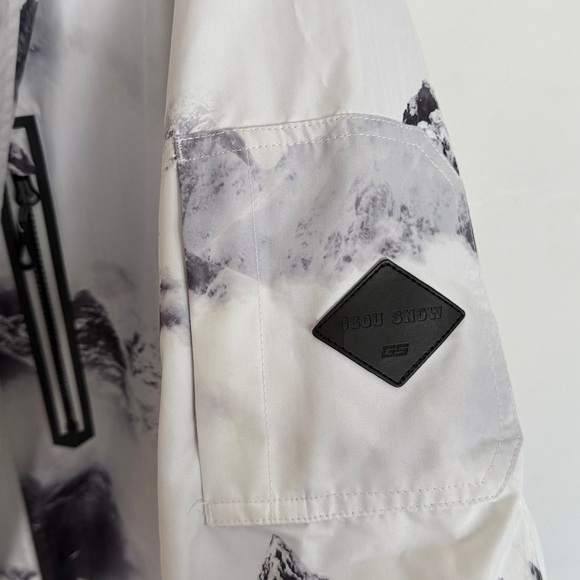 Snowboarding Jacket GSOU Snow Black and White Mountain Print Jacket - Picture 9 of 12